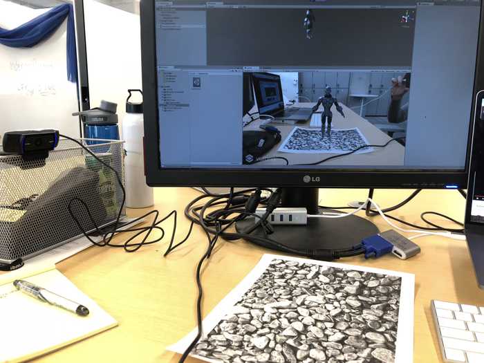 My messy desk showing Vuforia + Unity demo example up and running!